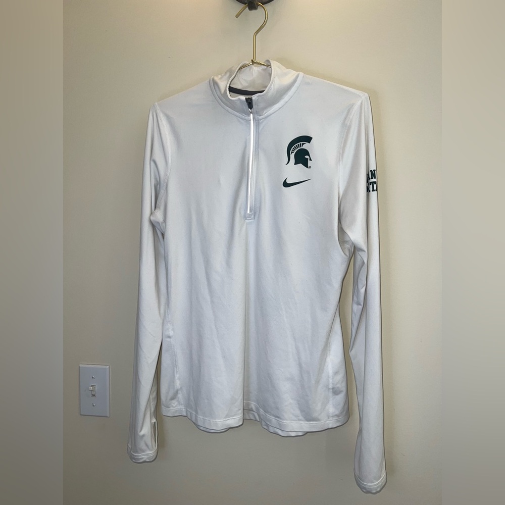 Nike Dri-FIT Michigan State Spartans Quarter Zip‎ Pullover White M